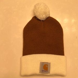 Carhartt Mustard & Cream Pom Pom Beanie